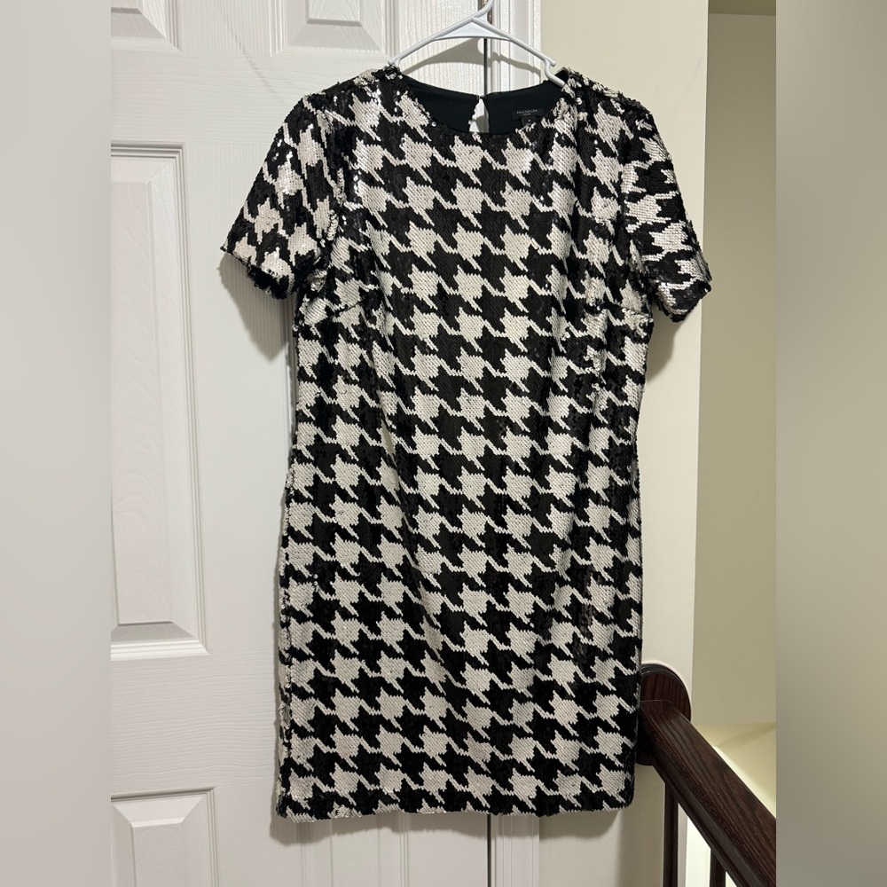 Petite Sequin Houndstooth T-Shirt Dress